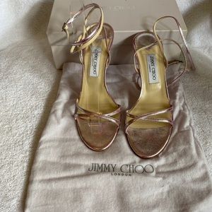 Pink metallic Jimmy Choo strappy sandals size 10